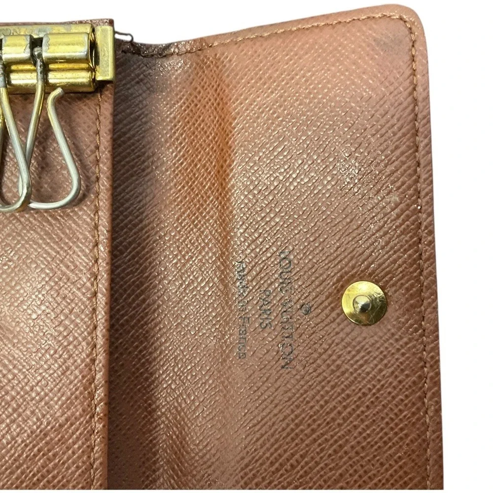 Louis Vuitton Monogram 4‎ Key Holder Brown Coated Canvas Key Case Made in France